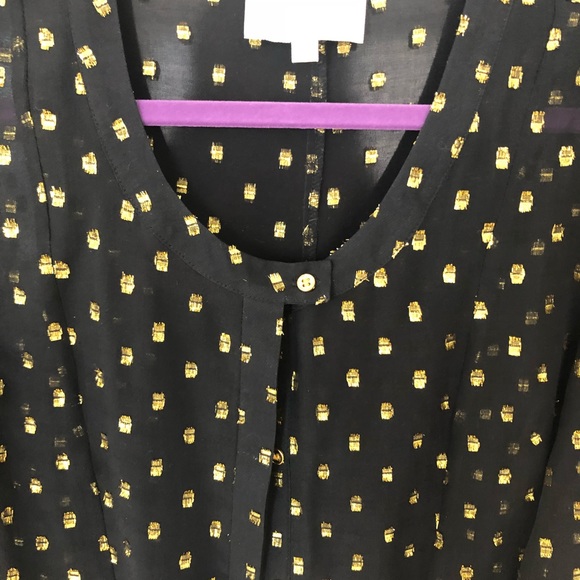 Sheer silk gold black dot blouse - Picture 2 of 6